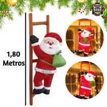 Enfeite Natal Boneco Inflável Papai Noel Grande Escada 1,80m Luxo Bivolt Decoração Natalina