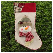 Enfeite Natal Bota Meia Tecido Boneco De Neve 48cm