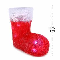 Enfeite Natal Bota Noel Iluminada 15cm 10 LED Enfeite Natal Bota Noel Iluminada 15cm 10 LED
