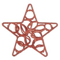 Enfeite Natal Estrela 3D Pendurada com Glitter Vermelho - 20cm - Florarte Vol. 35 Enfeite Natal Estrela 3D Pendurada com Glitter Vermelho - 20cm - Florarte Vol. 35