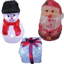 Enfeite Natal Iluminado Kit 3 Peças Boneco de Neve Caixa de Presente Papai Noel Mesa Decoracao Natalino Trabalho Casa - Mundo LGBT