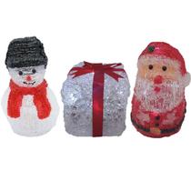 Enfeite Natal Iluminado Kit 3 Peças Boneco de Neve Caixa de Presente Papai Noel Mesa Decoracao Natalino Trabalho Casa - Ralos e Torneiras