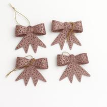 Enfeite Natal Lacinho Vazado Rose 4 UN Wincy NTA14007