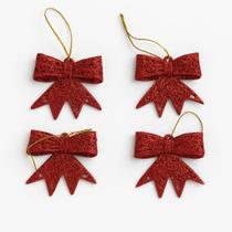 Enfeite Natal Lacinho Vazado Vermelho 4 UN Wincy NTA14007