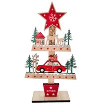 Enfeite Natal Mini Pinheiro Enfeitado Madeira Casa Mesa Rack