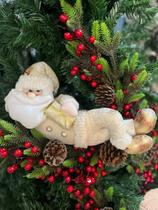 Enfeite Natal Papai Noel Deitado Champagne 35,5cm