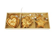 Enfeite Natal Pendurar Madeira Kit 9 Pçs