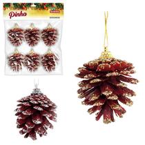 ENFEITE NATAL PINHA NATURAL COM GLITTER 3,5cm - KIT 4 PCT X 6un ENFEITE NATAL PINHA NATURAL COM GLITTER 3,5cm - KIT 4 PCT X 6un