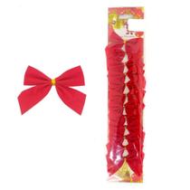 Enfeite Natalino 12 PCs Laço Vermelho 6 Cm Chibrali