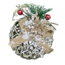 Enfeite Natalino Bola De Neve Dourado Glitter 10Cm Multiart