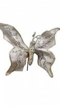 Enfeite Natalino Borboleta champagne decorada 30 cm(L) 20 cm(A) Cabo 22 cm