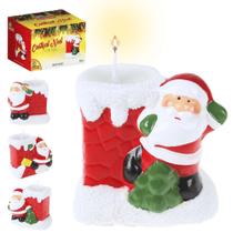 Enfeite Natalino Castiçal Ceramica Com Vela Noel Decoração - ART CHRISTMAS