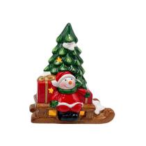 Enfeite Natalino Ceramica Boneco de Neve No Treno Enfeite Natalino Ceramica Boneco de Neve No Treno