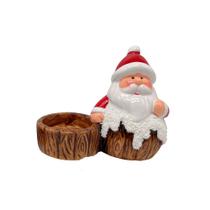 Enfeite Natalino Ceramica Papai Noel Apoio Vela
