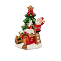 Enfeite Natalino Ceramica Papai Noel Arvore e Casa
