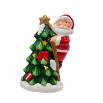 Enfeite Natalino Ceramica Papai Noel Na Arvore