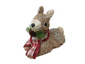 Enfeite Natalino Cervo Baby de Palha 15cm com Cachecol