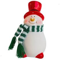 Enfeite Natalino de Cerâmica Boneco de Neve com Cachecol 8,8x8x15,5cm