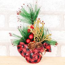 Enfeite Natalino De Mesa Árvore Decoração Natalina Xadrez Vermelho