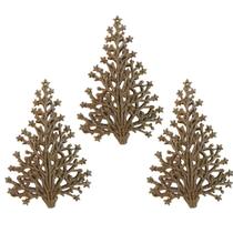 Enfeite Natalino de Pendurar Kit com 3 Mini Árvores de Natal com Glitter.
