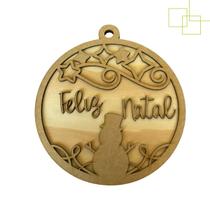 Enfeite Natalino Decoração Bola Grande em Pinus e MDF 26x23 cm