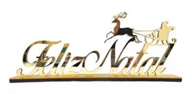 Enfeite Natalino Decorativo Placa Feliz Natal Dourada Acrílico