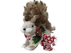 Enfeite Natalino Esquilo Rústico 13,5x8x15cm com Cachecol