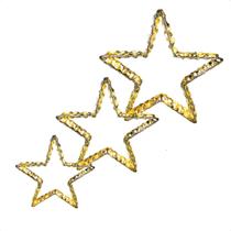 Enfeite Natalino Iluminado Led Estrelas 3D Dourada Bivolt Enfeite Natalino Iluminado Led Estrelas 3D Dourada Bivolt