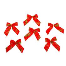 Enfeite natalino laços 6 peças 8cm em poliéster Vermelho - Wincy