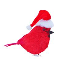 Enfeite Natalino Pássaro Tiê Vermelho Com Gorro 16x8x14cm Enfeite Natalino Pássaro Tiê Vermelho Com Gorro 16x8x14cm