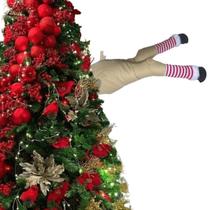 Enfeite Natalino Pernas de Renas Papai Noel com Movimento