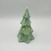 Enfeite Natalino Porcelana Árvore Verde com Led 9x8x15cm Enfeite Natalino Porcelana Árvore Verde com Led 9x8x15cm