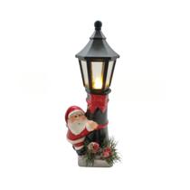 Enfeite Natalino Poste De Luz Led Papai Noel Cerâmica Lindo