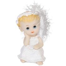 Enfeite natalino religioso em resina Anjo com asas de plumas 5,7x9,7x6 Enfeite natalino religioso em resina Anjo com asas de plumas 5,7x9,7x6