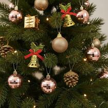 Enfeite Natalino Rose Para Árvore Kit Com 24 Pcs Enfeite Natalino Rose Para Árvore Kit Com 24 Pcs