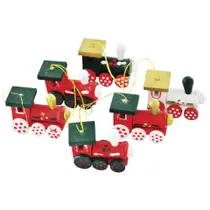 Enfeite natalino trem em madeira 6pcs 4x2.8cm Enfeite natalino trem em madeira 6pcs 4x2.8cm