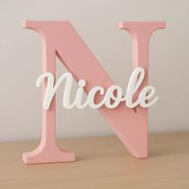 Enfeite Nome Personalizado Letra Inicial Infantil 3d 15x12