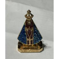 Enfeite Nossa Senhora Aparecida Manto Cravejado Azul Marrom Enfeite Nossa Senhora Aparecida Manto Cravejado Azul Marrom