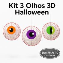 Enfeite olho silverplastic halloween decoração 3d