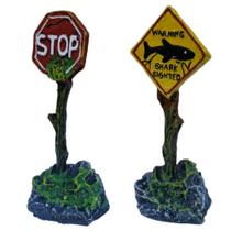 Enfeite Ornamento Para Aquários Placa Stop / Aviso Tubarão