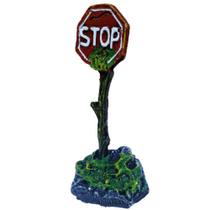Enfeite Ou Ornamento Para Aquários Placa Stop / Pare
