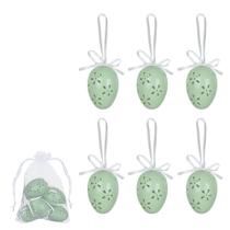 Enfeite Ovo de Páscoa Saco Voal com 6 Unidades na Cor Verde 6cm
