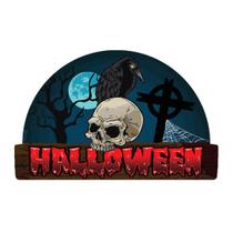 Enfeite Painel Halloween Corvo Caveira - 01 unid