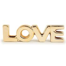 Enfeite Palavra Decorativa "Love" em Cerâmica Dourado 5,5x21 cm - D'Rossi