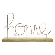 enfeite palavra home de metal metalizado rose gold com base de madeira 36X20X5CM - FWB enfeite palavra home de metal metalizado rose gold com base de madeira 36X20X5CM - FWB