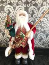 Enfeite Papai Noel Decoração Natal Vermelho e Dourado Saco de Presente Cedro 32 cm.