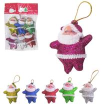 Enfeite papai noel glitter colors com 6 pecas 5cm - Natalkasa