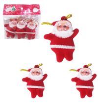 Enfeite papai noel veludo vermelho com 3 pecas 5cm