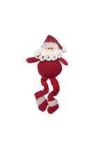 Enfeite Papai Noel Vermelho Xadrez de Pelúcia Pernas Onduladas e Mole 27cm XTS7282