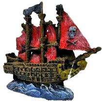 Enfeite Para Aquário Ou Ornamento Barco Caravela Pirata Pequena